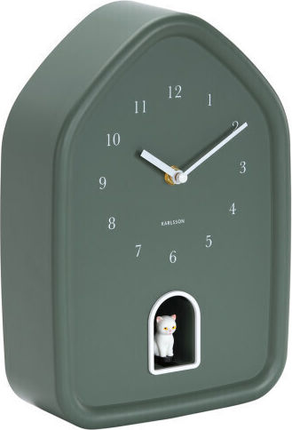 Karlsson Modern Kitty Wall Clock Green 20x7.5cm