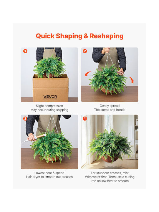 Vevor Artificial Hanging Ferns Set 2 Pieces 58.4 Cm Plastic Green Decorative Plant For Indoor Outdoor Use Xdsrzjlzw2pcrt7ic001v0
