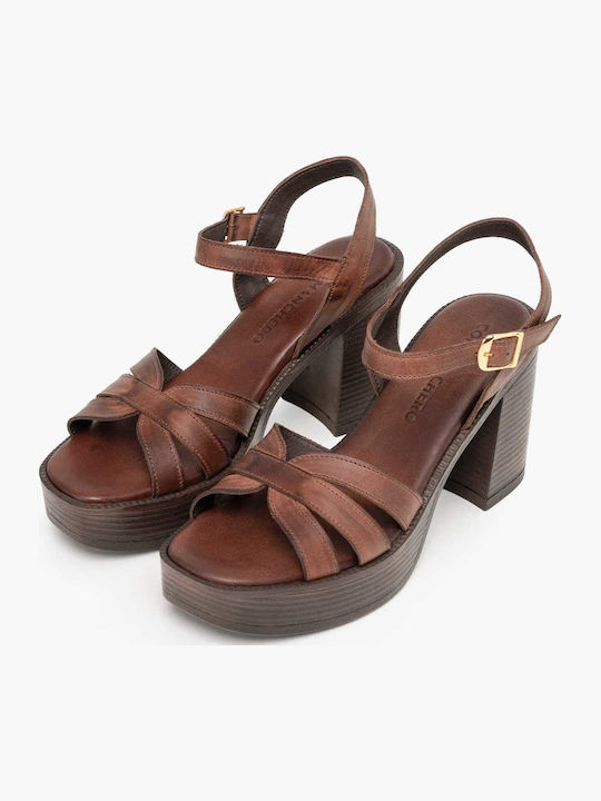 Damen Sandalen Braun Leder
