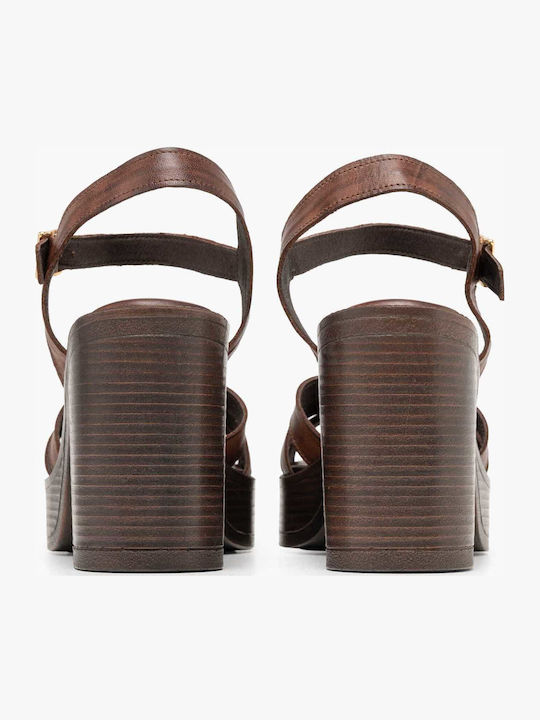 Damen Sandalen Braun Leder
