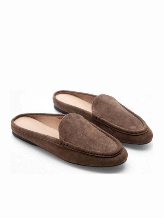 Mules With Heel In Brown Colour