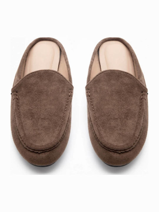 Mules With Heel In Brown Colour