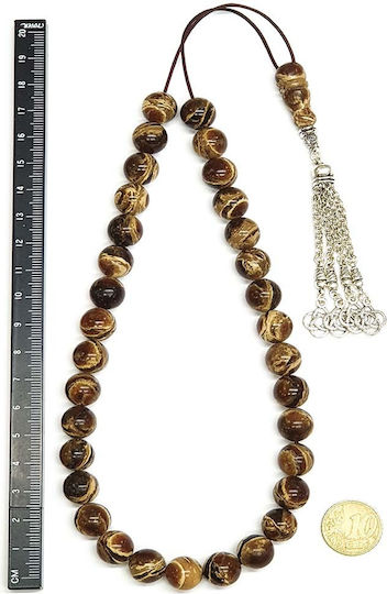 Roloi Komboloi Worry Beads with 33 Amber Beads Length 37cm Multicolour