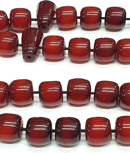 Roloi Komboloi Worry Beads with 33 Beads Made of Mastic Length 35cm Red