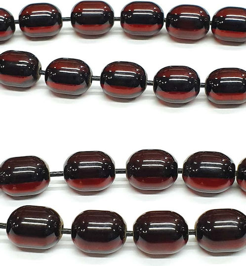 Roloi Komboloi Worry Beads with 33 Beads Made of Mastic Length 32cm Burgundy