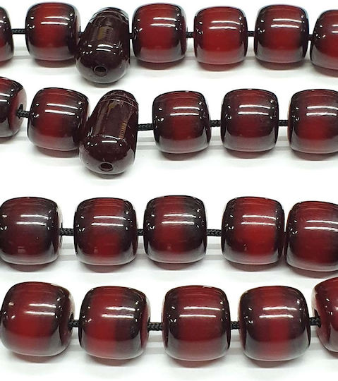 Roloi Komboloi Worry Beads with 33 Beads Made of Mastic Length 37cm Red