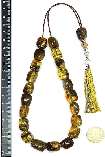 Roloi Komboloi Worry Beads with 21 Amber Beads Length 36cm Multicolour