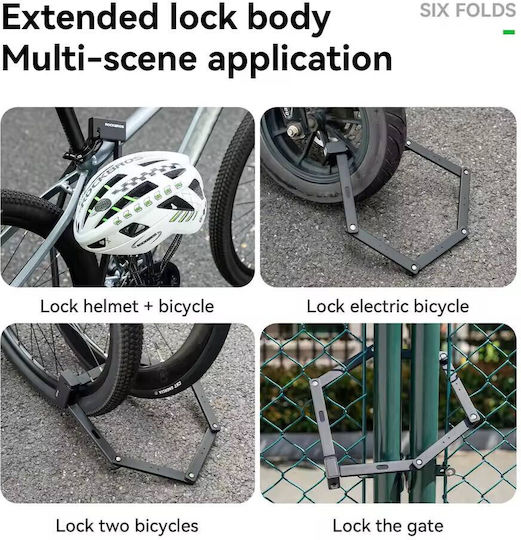 Închizătoare Pliabilă Antifurt Pentru Bicicletă Rockbros 32140005001