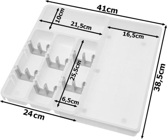 Tăvi Pentru Tacâmuri De Sertar Din Plastic 24x41x38cm Albă