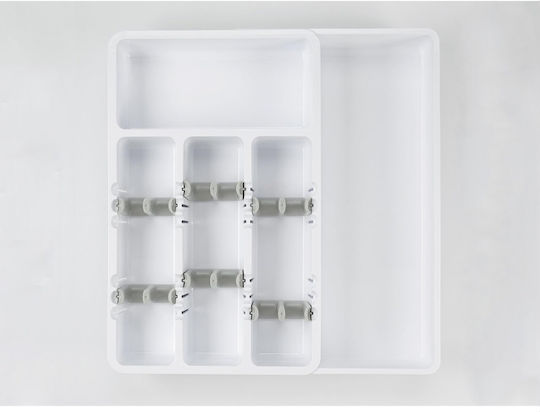 Tăvi Pentru Tacâmuri De Sertar Din Plastic 24x41x38cm Albă