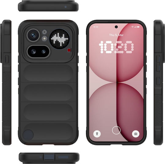 Husă Mată Din Silicon Nothing Phone 4a Pro Set De Stickere Antisoc Magic Shield Neagră