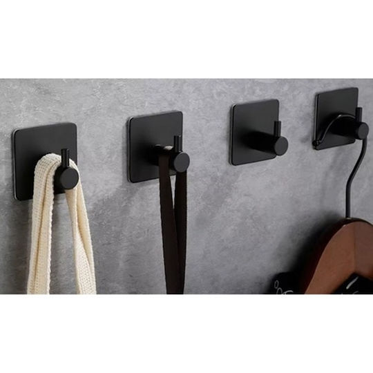 S4CADZBLK Cârlige Cu Autocolant Inox Negre 4 Bucăți