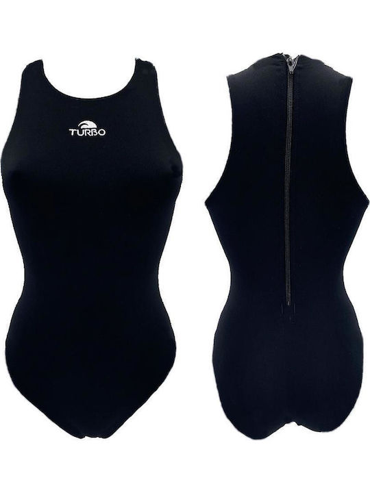 One Piece Swimsuit With Zipper Black
