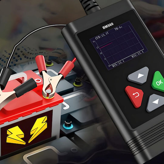 Zola Tester Baterie Auto Ecran Lcd 6-20v 2ah-220ah Baterii Cablu 70 Cm Negru