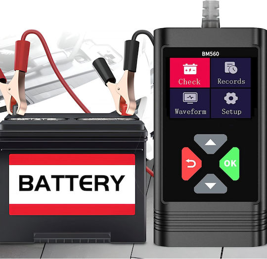 Zola Tester Baterie Auto Ecran Lcd 6-20v 2ah-220ah Baterii Cablu 70 Cm Negru