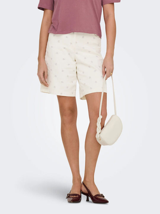 Damen Bermudas Leinen Egret Flower