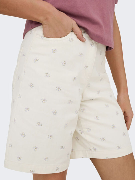 Damen Bermudas Leinen Egret Flower