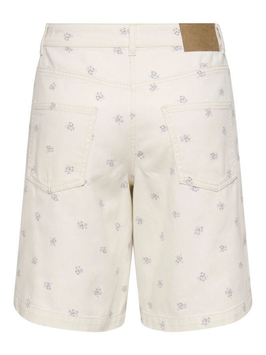 Damen Bermudas Leinen Egret Flower