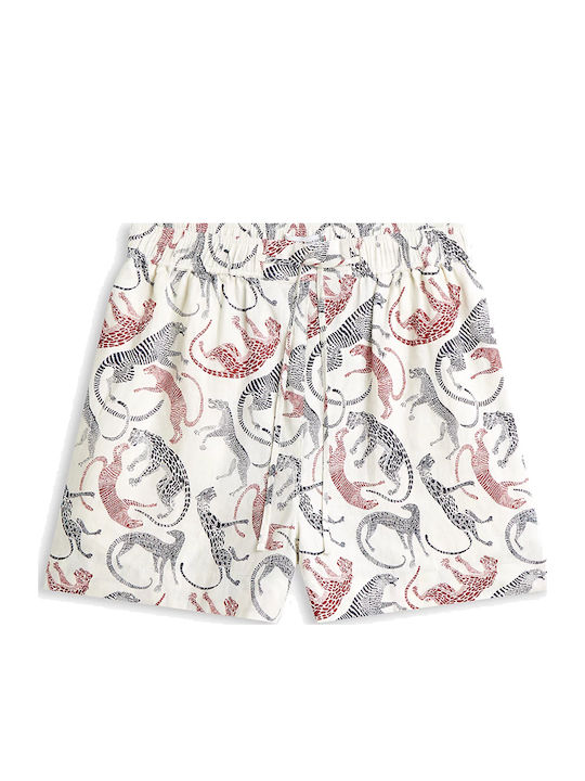 Women's Linen Shorts Ecru Red Black