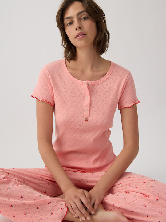 Minerva Summer Women's Pyjama Set Peach