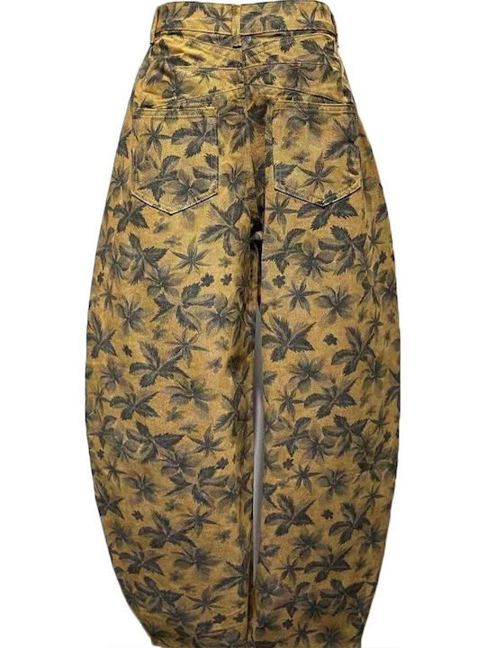 Women's Jean Pants in Baggy Leg Style Brown