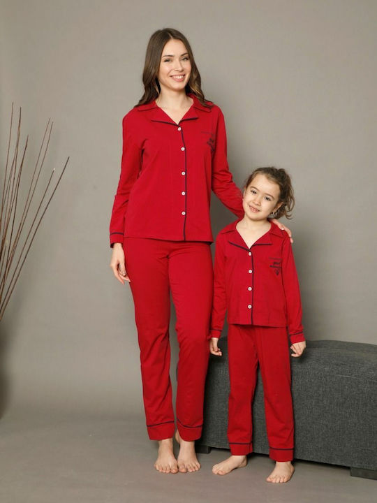 Siyah Inci Kids Winter Cotton Burgundy Pajama