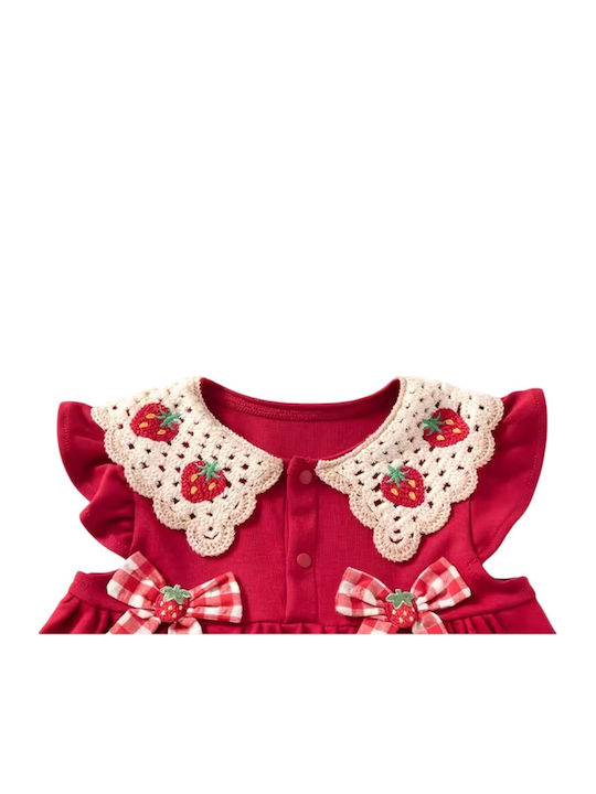 Girls Dress Short Sleeve Knitted Red