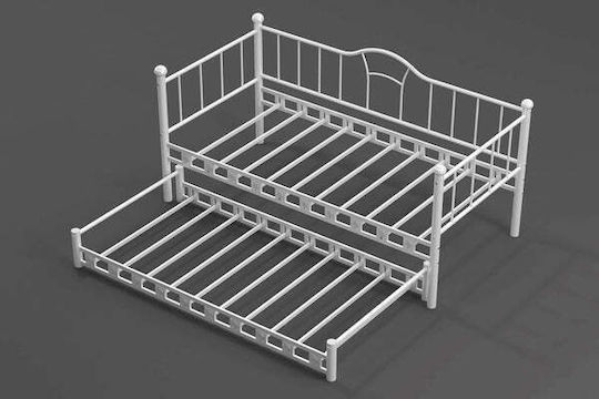King Size Bed Base Metal White for Mattress 190x190cm