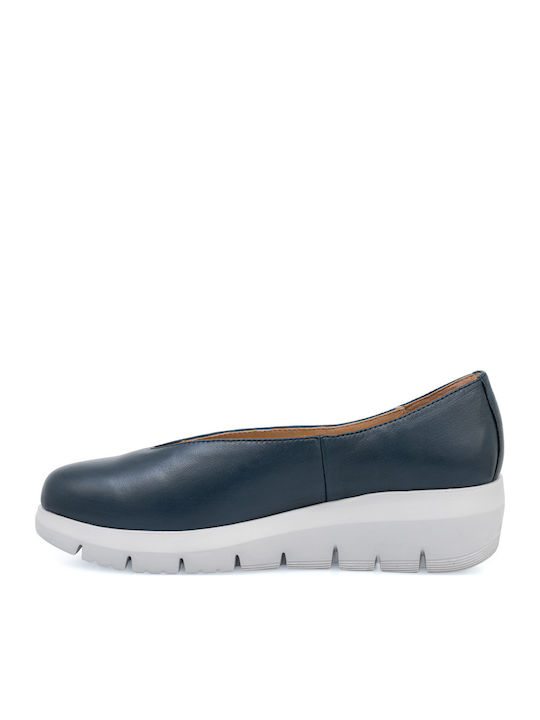 Leather Women's Ballerina Shoes in Blue Color