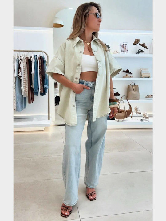 Kurze Damen Jean Jacke Mint