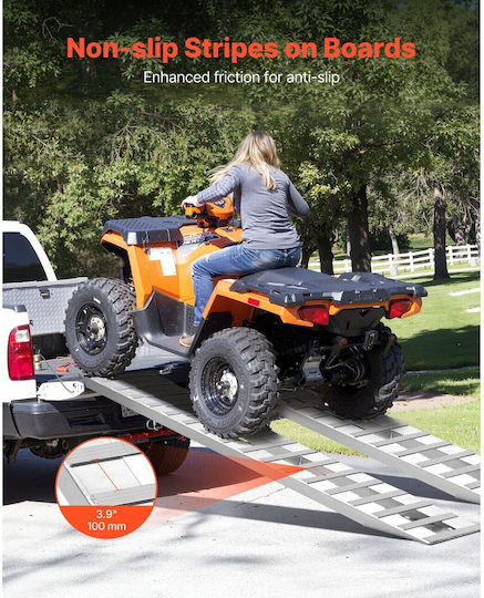 Loading Ramps Vevor 2 Pieces 2745 X 380 Mm Ramp Set Towing Heavy Duty Durable Aluminum Anti Slip Plates Combined Capacity 4535.9 Kg Carts Agricultural Tractors Atv Lawn Mowers Motorcycles
