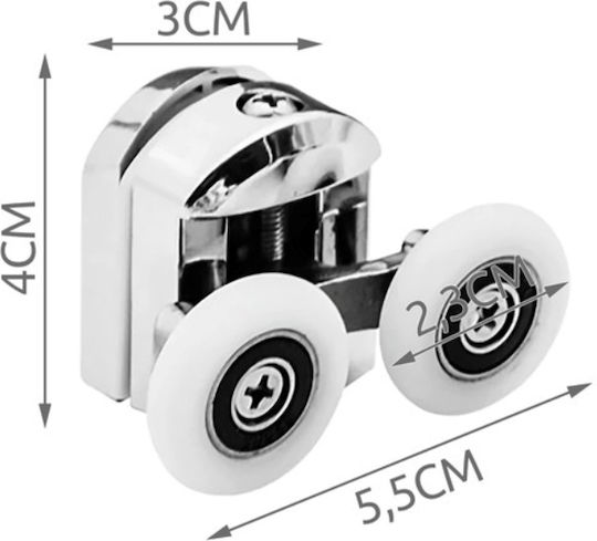 Set 8 Shower Cabin Rollers White