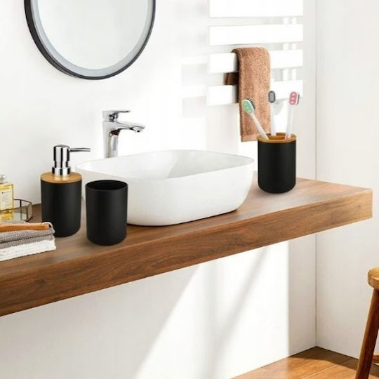 Set Accesorii Pentru Baie Din Plastic Negru 6 Bucăți
