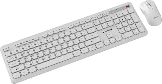 Gembird Slim Pro Ασύρματο Σετ Πληκτρολόγιο & Ποντίκι Αγγλικό US Λευκό