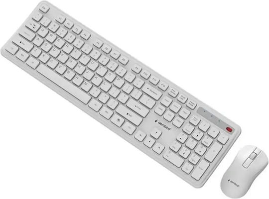 Gembird Slim Pro Ασύρματο Σετ Πληκτρολόγιο & Ποντίκι Αγγλικό US Λευκό