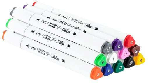 Deli Drawing Markers 1mm Fine Double-Tipped Washable Set 12 Colours