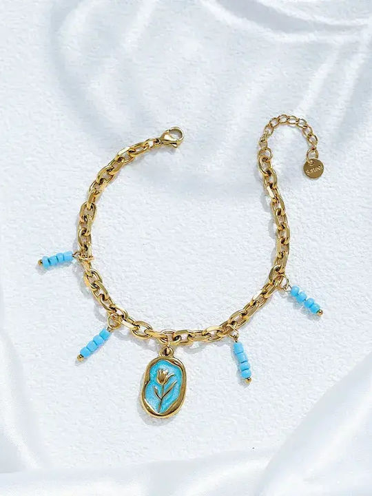 Damen Armband Handschelle aus Stahl Vergoldet