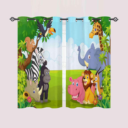 Perdea Pentru Copii Opacă Cartoon Animal cu Capse 132x160cm