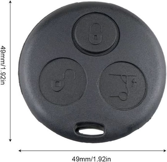 Techstar Remote Key Case Compatible Smart Fortwo 450 City-coupe Cabrio Roadster Forfour 3 Buttons Black