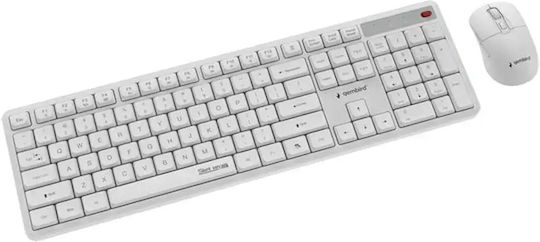Gembird Silent Key Pro Ασύρματο Σετ Πληκτρολόγιο & Ποντίκι Αγγλικό US Λευκό