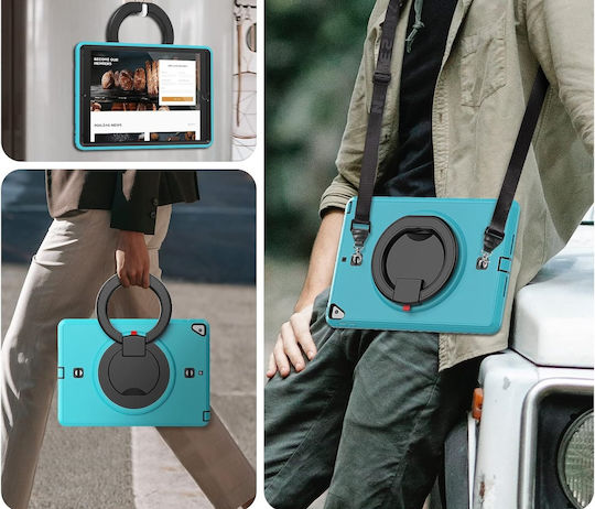 Case Ipad 9 8 7 10.2” Stand Shoulder Strap Turquoise