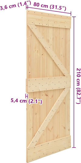 Vidaxl Door Narvik Natural 80 x 210 cm Solid Pine Wood