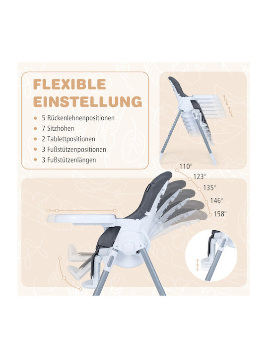 Costway Foldable Baby Highchair with Adjustable Height Gray