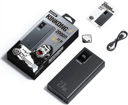 WK WP-93 Power Bank 20000mAh 27W με 4 Θύρες USB-A και Θύρα USB-C Power Delivery Μαύρο