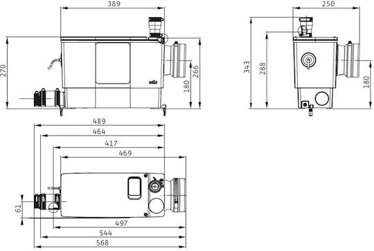Wilo DrainLift MINI3-XS/WC-EF Μονοφασική Αντλία Ακαθάρτων / Λυμάτων 0.9hp με Κοπτήρες 6095128