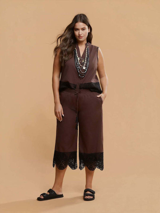 Women's Pantaloons in Relaxed Fit Brown 8501.2090.R.NETTO-brown