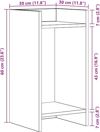 vidaXL Ανθοστήλη Ξύλινη 30x30x60εκ.