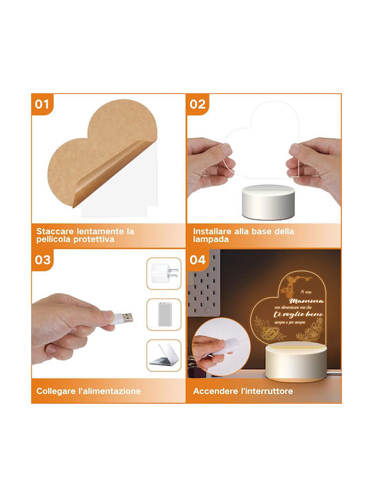 Prezent Dekorative Lampe Herz Weiß