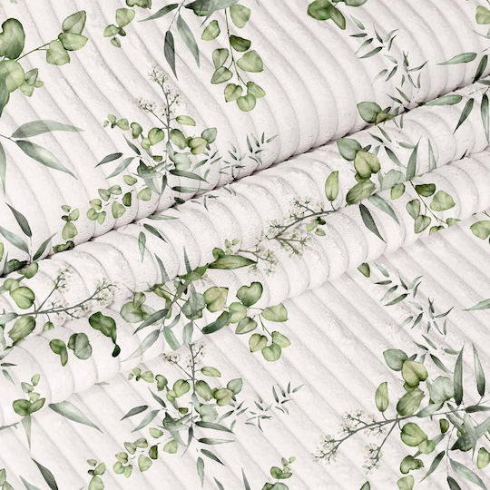 Decorative White Corduroy Fabric Leaves 1m X 140cm Interiors