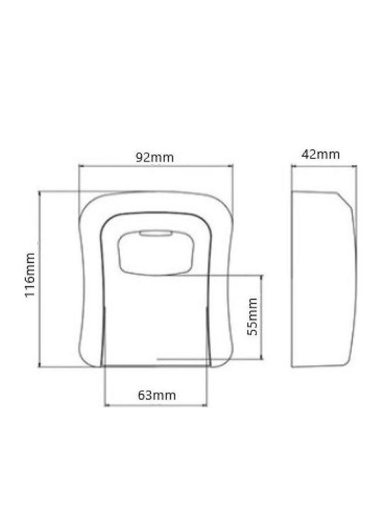 Combination Key Holder with Horseshoe Metallic and Combination Dial 9.2x4.2x11.6cm